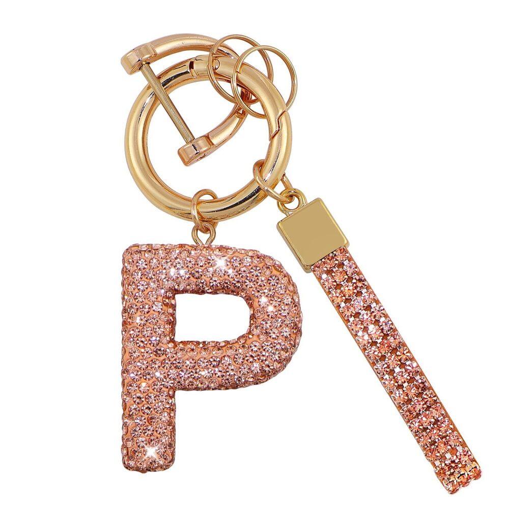 2559 Initial Letter Keychains Cute Keychain Girl Pink Crystal Bling Car Key